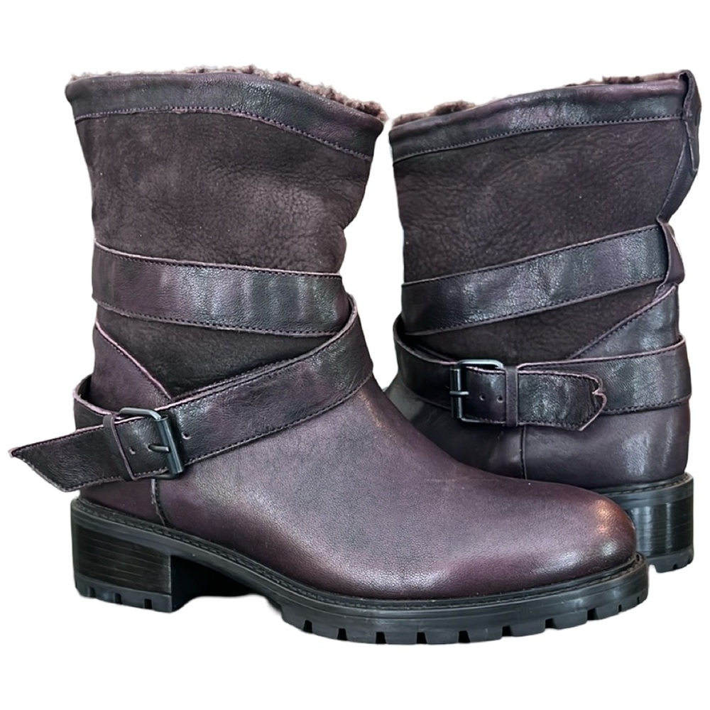 Ross & Snow Frosted Winter Plum Emilina Leather Ankle Boot Size 8 New
